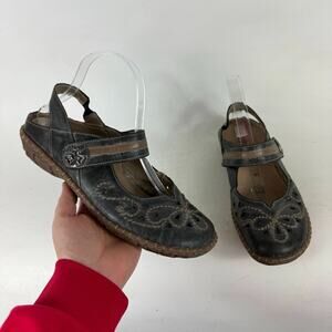 Remonte Mary Janes Flats Women's 8 Black Leather Classic Slingback Slip-On